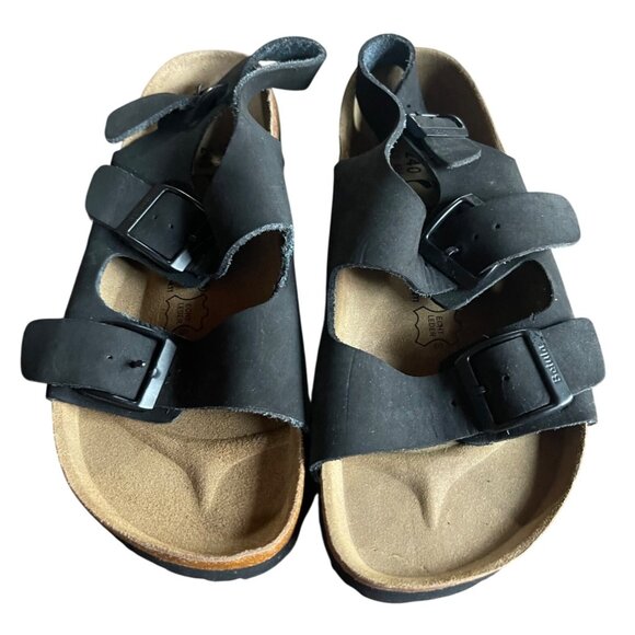 Betula by Birkenstock Milano Sandals Womens Size 6 Mens Size 4 Black Birko-Flor - Picture 1 of 9